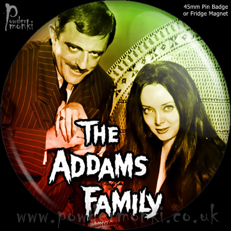 Addams Family "Gomez & Morticia" - Retro Cult TV Badge/Magnet